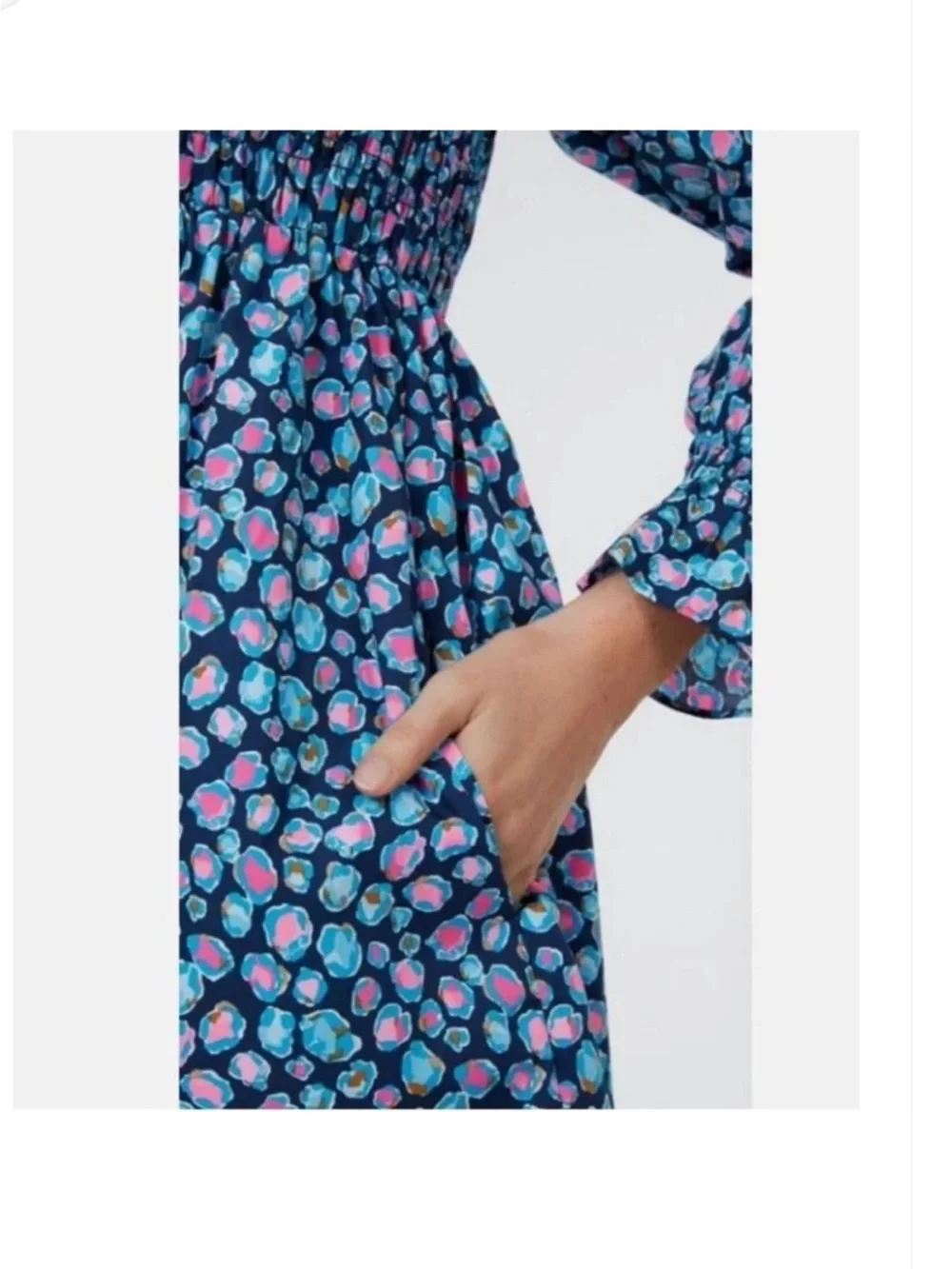 NWT Lilly Pulitzer Beyonca Smocked Dress Seabreeze Blue Low Tide Spotted XXS